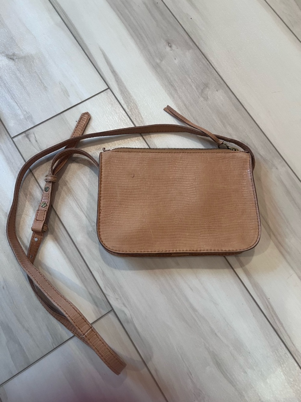 Madewell Tan Textured Leather Crossbody Bag